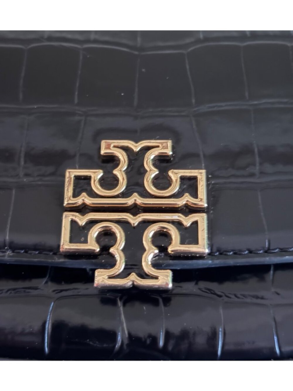Tory Burch Britten Black Embossed Leather Convertible Crossbody/ Clutch Bag - Picture 15 of 16